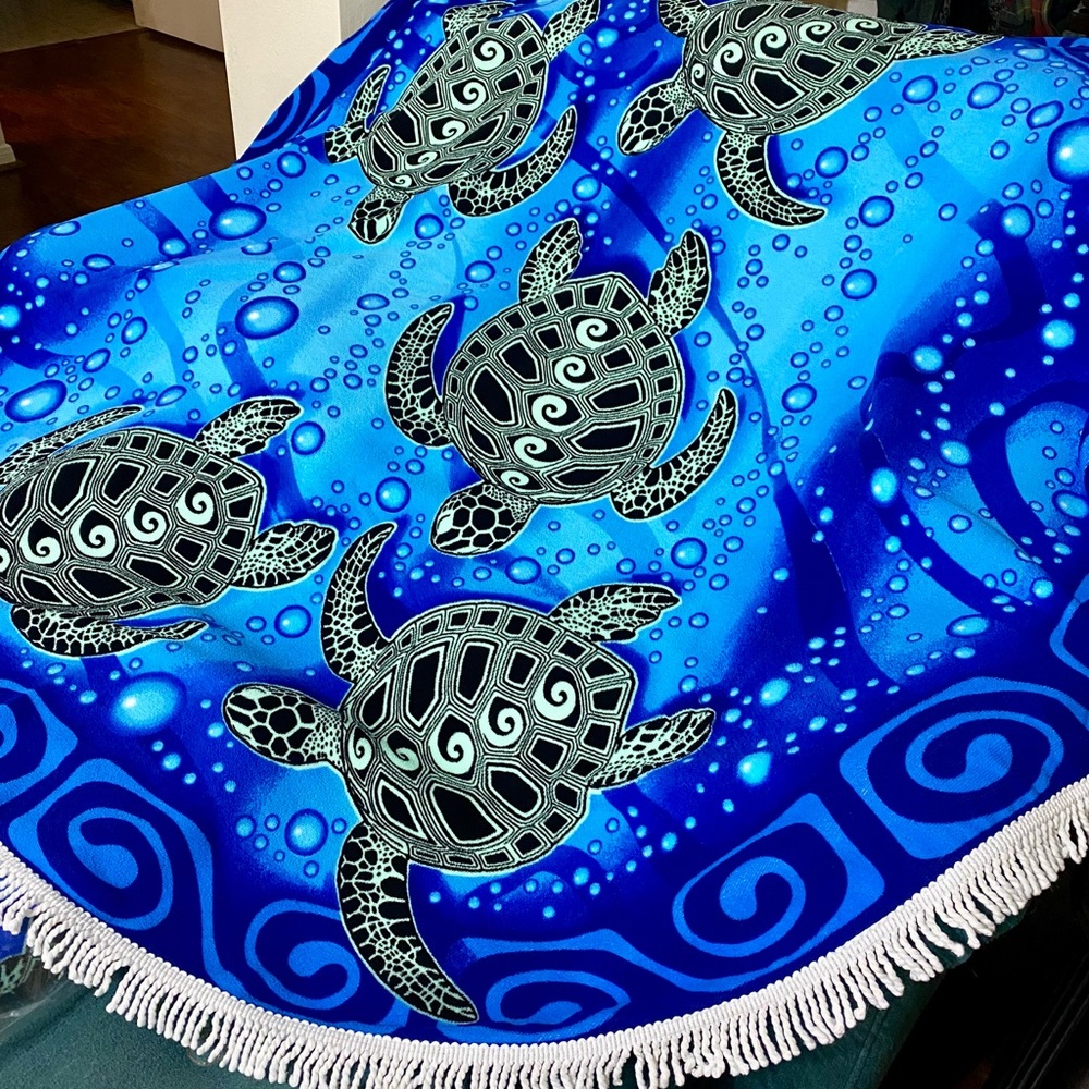 COPY - Vibrant Blue Sea Turtle Beach towel